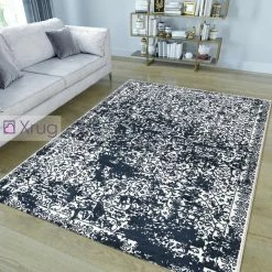 Xrugs Vintage Rugs Soft White Navy Blue Microfiber Carpet Large Living Room Floor Mat Oriental
