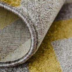 Xrugs Modern Mustard Yellow Grey Rug Chevron Zig Zag Woven Short Pile Carpet Mat For Living Room & Bedroom