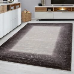 Xrugs Modern Rug Brown And Beige Border Design Mat Runner Lounge Carpet Small Large XL