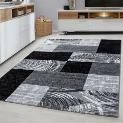 Xrugs Grey Geometric Rug Small X Large Checkered Pattern Mat Living Room Runner Carpet Modern