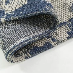 Xrugs Cotton Rug Navy And Grey Flatweave Mottled Small Extra Large XL Woven Mat Living Room Bedroom Carpet Abstract Oil Painting Pattern