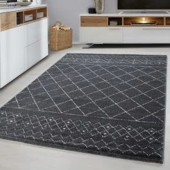 Xrugs Modern Grey Rug Small Extra Large Check Pattern Geometric Mat Living Room Carpet