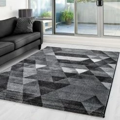 Xrugs Grey Geometric Rug Small Large Diamond Pattern Modern Carpets Lounge Hallway Mat