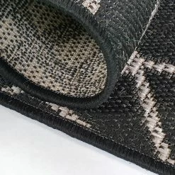 Xrugs Kitchen Rug Black Grey Check Pattern Hard Wearing Flat Weave Carpet Indor Floor Mat