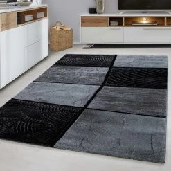 Xrugs Check Rug Modern Black And Grey Geometric Pattern Mat Living Room Hallway Carpet