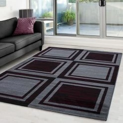 Xrugs Geometric Rug For Living Room Grey Red Check Mat Modern Small Large Hall Carpets