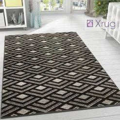 Xrugs Modern Pattern Rug For Living Room Abstract Dark Brown Carpet Large Floor Mats
