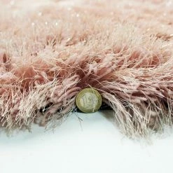Xrugs Blush Pink Rug Soft Fluffy Sparkle Shaggy Carpet Woven Thick Rug Mat Large Small Modern