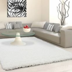 Xrugs Cream Fluffy Rug Deep Pile Shaggy Mat Small Extra Large Room Round Floor Carpets Modern