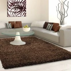 Xrugs Modern Shaggy Rugs Brown Fluffy High Pile Carpet Bedroom Round Floor Mat Small Large XL