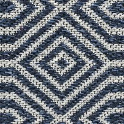 Xrugs Blue Cotton Rug Navy Grey Geometric Patterned Washable Natural Carpet Woven Mat