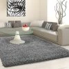 Xrugs Grey Rug Fluffy Bedroom Floor Plain Mat New Modern High Pile Round Room Carpets