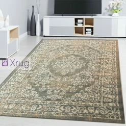 Xrugs Grey Oriental Rug Small Large Floral Pattern New Mat Low Pile Living Room Carpet