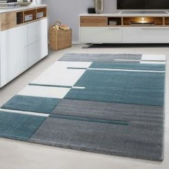 Xrugs Geometric Rug Modern Grey Green White Check Pattern Mat Living Room Hall Carpets