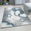 Xrug Kids Rug Grey Blue Bear Pattern Childrens Star Mat Round Nursery Playroom Carpet