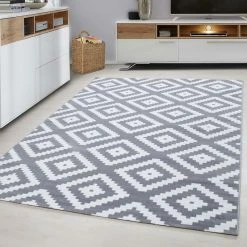 Xrugs Modern Rugs Grey White Checkered Pattern Mat Living Room Geometric Carpet Runner