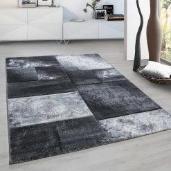 Xrugs Check Rug Modern Silver Grey Geometric Pattern Mat For Living Room Lounge Carpet