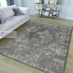 Xrugs Grey Rug Anthracite Oriental Carpet New Microfiber Floor Mat Living Room Bedroom