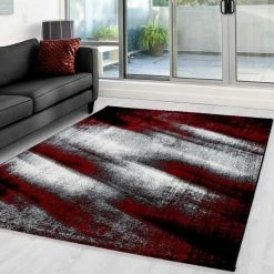 Xrugs Rug For Living Room Red Black Grey Modern Abstract Mats New Floor Carpet Hallway