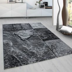 Xrugs Geometric Rug Black Grey 3D Effect Pattern Carpet Bedroom Runner Mat Small Large Modern