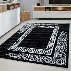 Xrugs Modern Black Rug Oriental Pattern Carpet Room Lounge Hallway Mats Small Large XL
