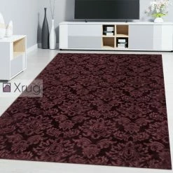 Xrugs Mauve Purple Rug Damask Stile Floral Oriental Carpet Living Room Bedroom Rug Mat