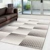 Xrugs Brown And Beige Rug Modern Geometric Check Pattern Carpet Living Room Runner Mat