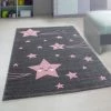 Xrug Kids Star Rug Pink And Grey Childrens Play Carpet Small Large Round Nursery Mats