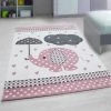 Xrug Childrens Animal Rug Elephant Nursery White Grey Pink Mat Baby Room Kids Carpets