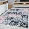 Xrugs Traditional Rug Modern Black Grey Pink Pattern Mat Dining Room Hall Check Carpet