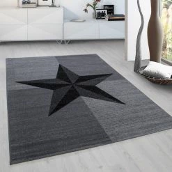 Xrugs Grey Star Rug New Modern Check Design Carpet Small X Large Bedroom Hallway Mats