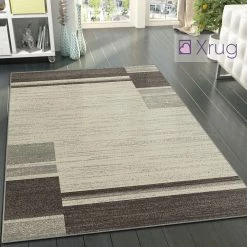 Xrugs Modern Geometric Rug Brown And Cream Ivory Pattern Mat Large Living Room Carpet