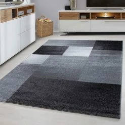 Xrugs Modern Check Rug Black And Grey Geometric Pattern Carpets Room Floor Mat Small Large XL