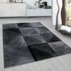 Xrugs Geometric Rug Black Grey Check Pattern Floor Mat Modern Bedroom Hallway Carpets