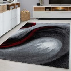 Xrugs Abstract Rug Red Black Grey Modern Designer Floor Mats Living Room Runner Carpet