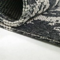 Xrugs Grey Black Rug Modern Abstract 100% Cotton Washable Large Small Living Room Carpet Flat Woven Mat Living Room Rugs