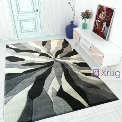 Xrugs Modern Rugs Grey Black White Contour Cut Pattern Living Room New Mat Small Large