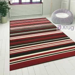 Xrugs Modern Pattern Rug Striped Red Black Woven Mat Dining Room Hall Runner Carpets