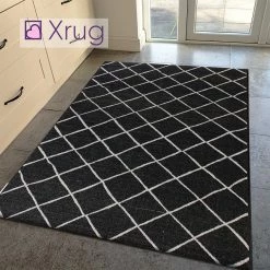 Xrugs Black Kitchen Rug Jute Look 120x170 160x230 Modern Berber Pattern Flat Weave Flat Pile Carpet Mat