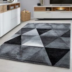 Xrugs Modern Geometric Rug Black And Grey Diamond Pattern Mat Small Large Living Room Carpets