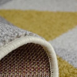 Xrugs Modern Mustard Yellow Grey Rugs Geometric Pattern Woven Low Pile Carpet Living Room & Bedroom Floor Mats