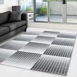 Xrugs Modern Grey Rug Geometric Pattern Check Mat Small X Large Bedroom Hallway Carpet