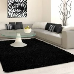 Xrugs Fluffy Rug Modern Anthracite Deep Pile Shaggy Carpet Living Room Round Floor Mat