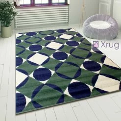 Xrugs Geometric Rugs Modern Teal Blue Floor Carpet Small Large Living Room Lounge Mats