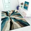 Xrugs Modern Rug Teal Grey Beige Black Contour Cut Pattern Thick Floor Mat Small Large