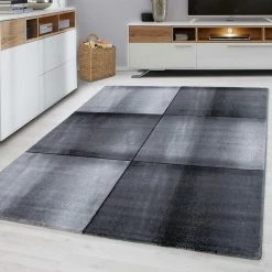 Xrugs Geometric Rug Modern Grey Black Check Design Mats Small Large Dining Room Carpet