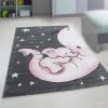 Xrug Childrens Animal Rug Grey Pink Elephant Nursery Carpet Kids Play Baby Room Mats