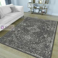 Xrugs Oriental Rug Anthracite White Dark Grey Soft Mat Microfiber Bedroom Floor Carpet