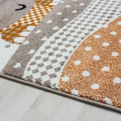 Xrugs Childrens Animal Rug White Beige Orange Baby Nursery Mat Kids Play Room Carpets