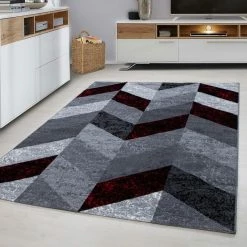 Xrugs Modern Rugs Red Black Grey Geometric Pattern Mat Small Large Room Runner Carpets
